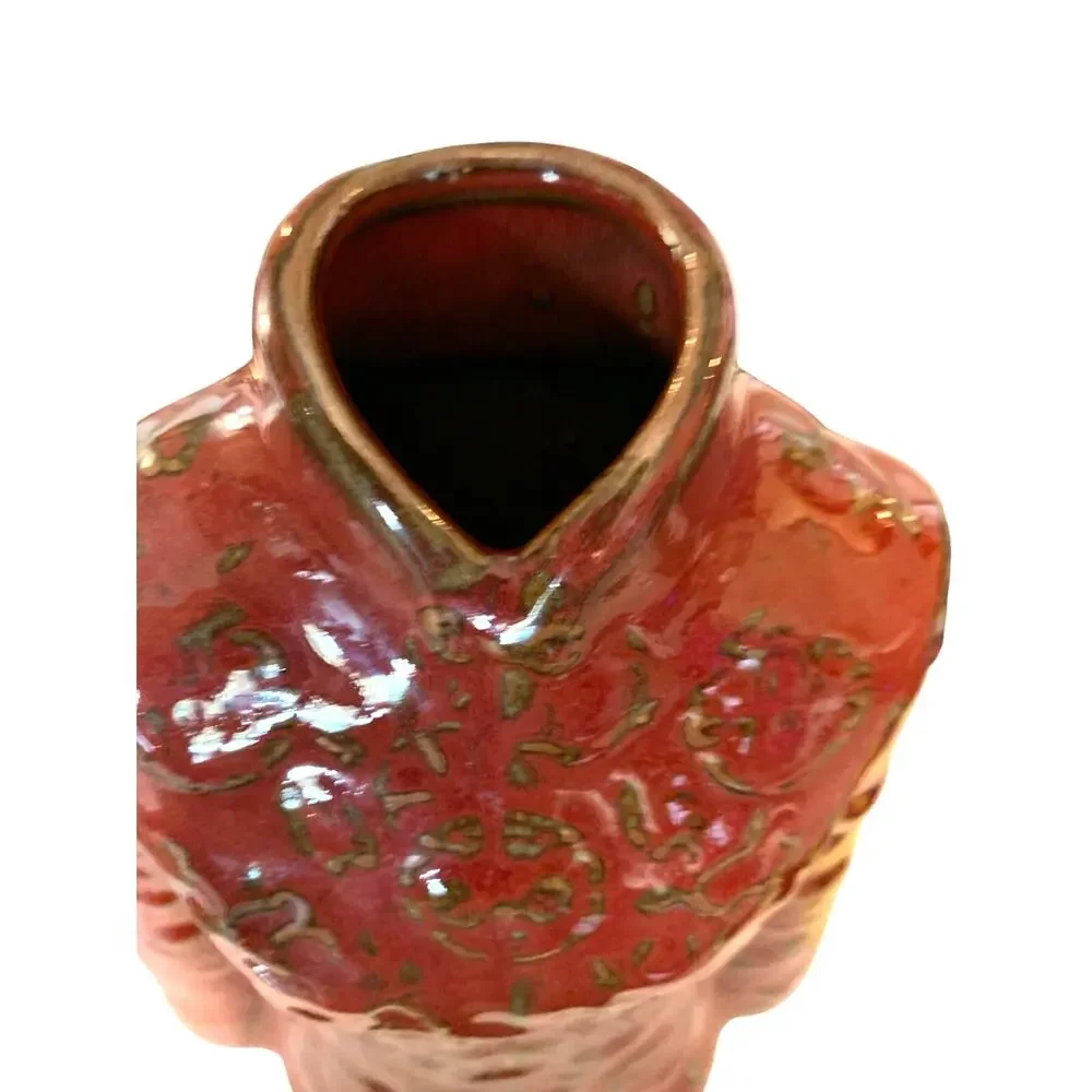 Vintage World Market Traditional Asian Jacket Shaped Ceramic Vase Red 8,5